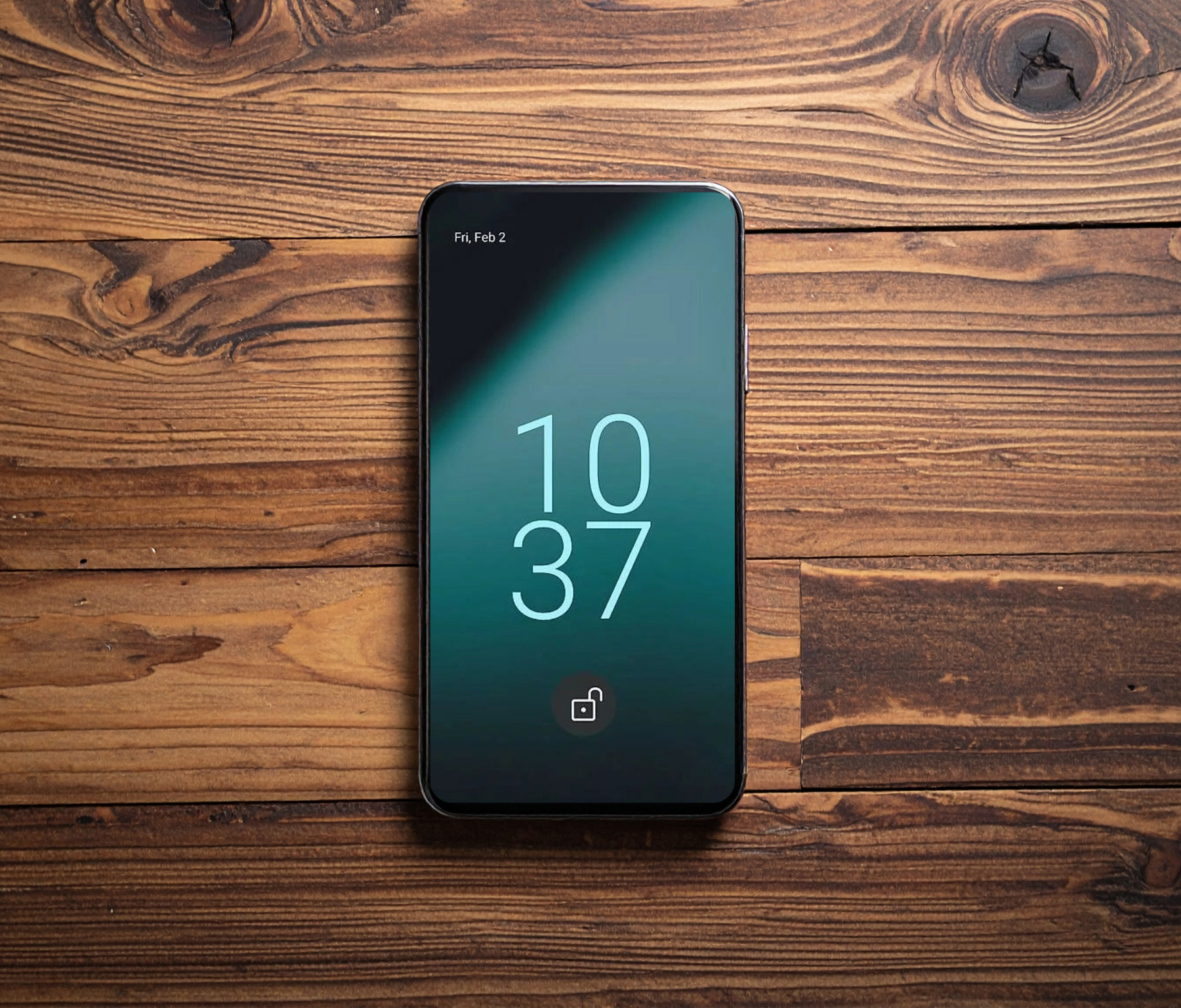 Handy mit LineageOS Lockscreen.