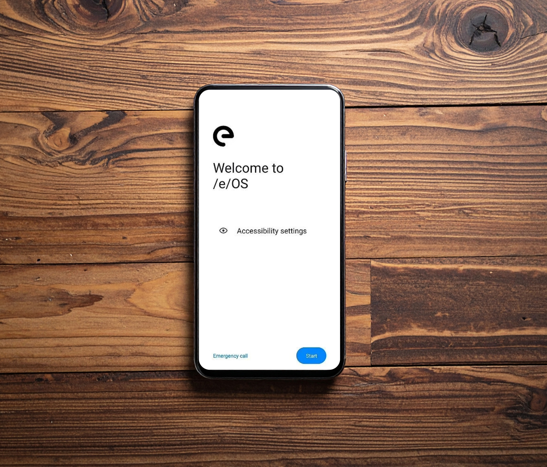 Handy mit geöffnetem /e/OS-Einrichtungsassistent
